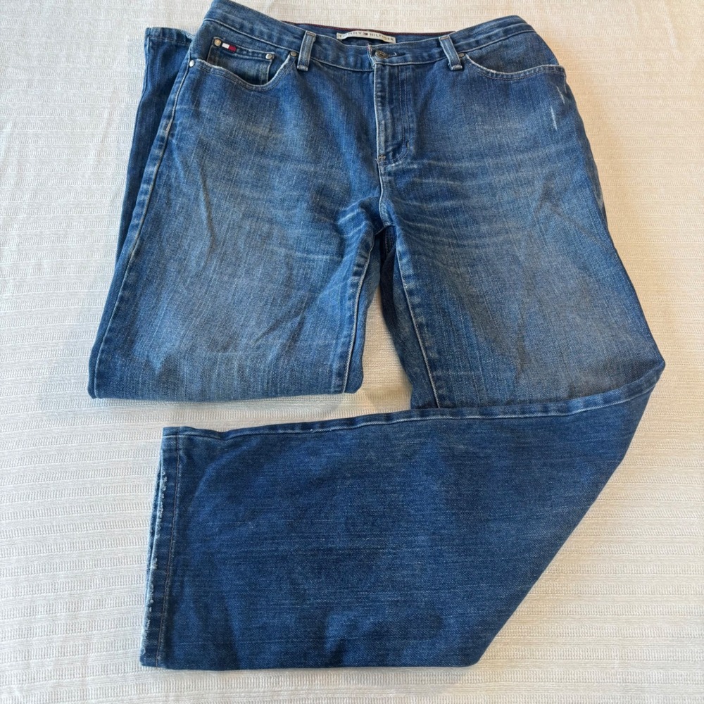 Tommy Hilfiger Boyfriend Jeans Womens 8 Medium Wash Straight Leg Denim Blue